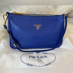 Prada Vitello Daino Pochette Mini Shoulder Bag
Cobalt Blue Calf Leather
